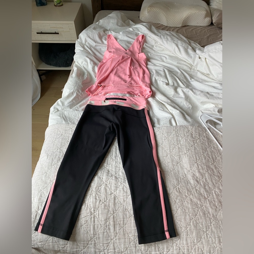 EUC Lululemon crops and drawstring top, size 4